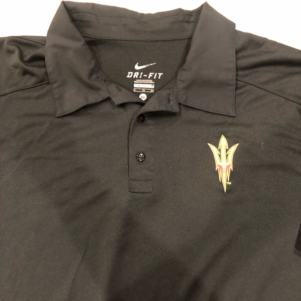Nike Dri-FIT Black Polo with Gold and Red Sun Devil Logo